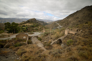 mercury mine ruins in the mountains