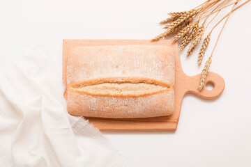 Fragrant airy bread with a cut. Ciabatta. Bakery.