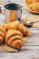 Fresh Baked Croissants. French and American  Baked Pastries .Tasty homemade buttery croissants cake. Home bakery.