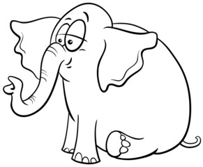 cartoon baby elephant character coloring book page