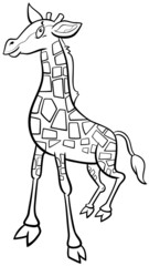 cartoon baby giraffe character coloring book page