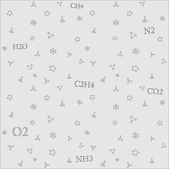 Abstract molecules medical background, chemical formulas and molecules