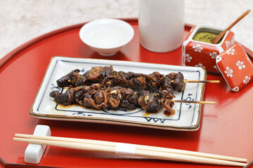 grilled eel liver, unagi no kimoyaki, japanese cuisine