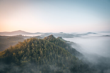 misty morning in the Czech mountains