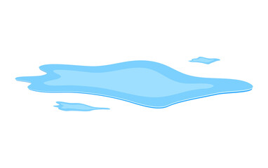 Water puddle cartoon illustration. Wet liquid spill. Vector icon isolated on white. Autumn symbol.