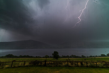 Lightning at night in Scotland
