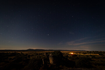 Night landscape with moonlight in the Barruecos Natural Area. Extremadura. Spain.