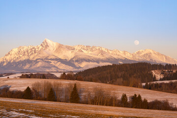 Fototapeta premium Krivan mountain during sunset in High Tatras, Slovakia