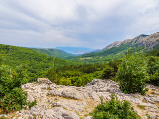 View of Baska in Croatia and landscapes