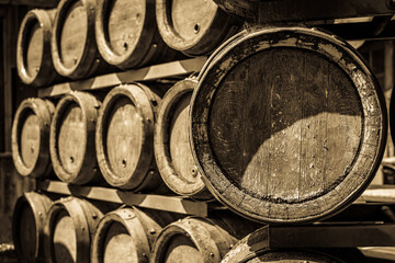 group of old casks