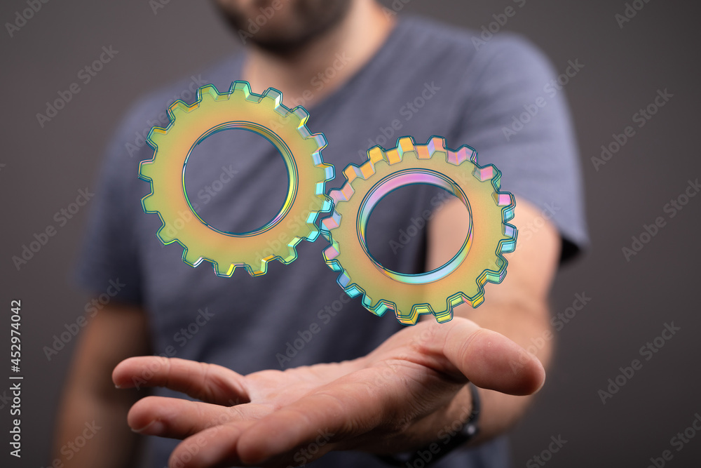Aufkleber gear technology setting concept background