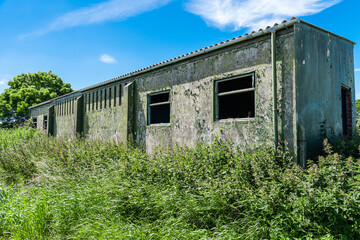 Fototapeta na wymiar World War 2 era building at an abandoned Royal Air Force base, Northern Ireland.