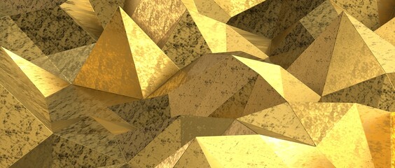 Abstract gold polygon background on texture