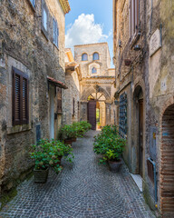 Fototapeta na wymiar Collepardo, beautiful medieval village in the province of Frosinone, Lazio, central Italy.