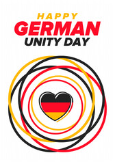German Unity Day. Celebrated annually on October 3 in Germany. Happy national holiday of unity, freedom and reunification. Deutsch flag. Patriotic poster design. Vector illustration
