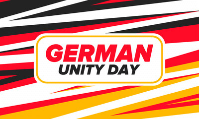 German Unity Day. Celebrated annually on October 3 in Germany. Happy national holiday of unity, freedom and reunification. Deutsch flag. Patriotic poster design. Vector illustration