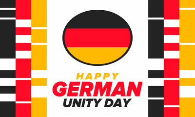 German Unity Day. Celebrated annually on October 3 in Germany. Happy national holiday of unity, freedom and reunification. Deutsch flag. Patriotic poster design. Vector illustration