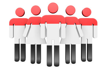 Stick figures with Yemeni flag. Social community and citizens of Yemen, 3D rendering