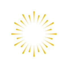 Yellow Radial sunset icon. Vector illustration. Golden sun rays logo.