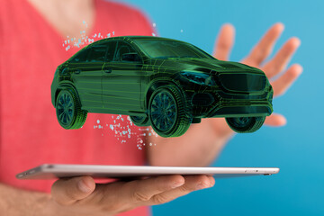 Wireframe rendering of autonomous electric car