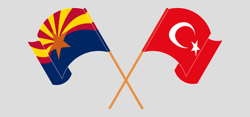 Crossed and waving flags of the State of Arizona and Turkey
