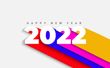 Banner for 2022 new year,numbers with long different colors shadow. Greeting card with wishing great happy holidays. Perfect for presentations,flyers,leaflets,posters.Vector illustration.