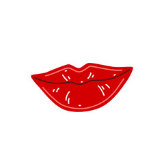 Sexy lips with red lipstick. Smiling female mouth. Vector illustration