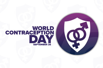 World Contraception Day. September 26. Holiday concept. Template for background, banner, card, poster with text inscription. Vector EPS10 illustration.