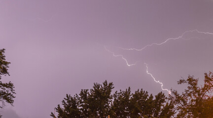 Bright Lightning During a Severe Thunderstorm