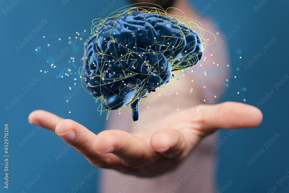 Aufkleber artificial intelligence. technology web background. virtual concept