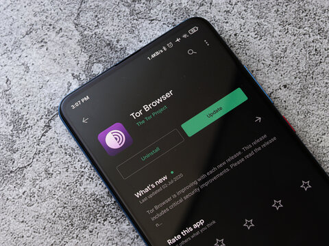 Assam, india - July 9, 2020 : Tor browser a private and secure browsing app.