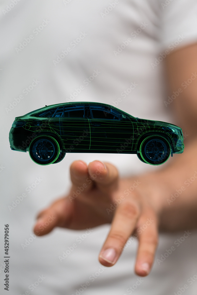 Poster iot smart automotive driverless car with artificial