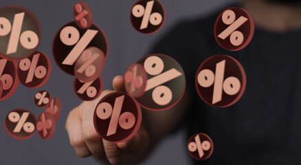 Seasonal sales background with percent discount pattern. 3D