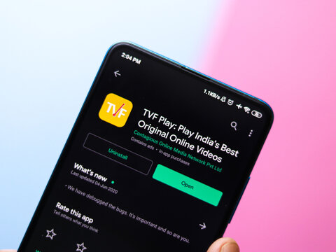 Assam, india - June 15, 2020 : TVF Play for enjoying india's best original online videos.