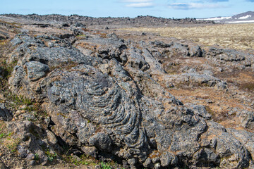 Lavafelder des Vulkans Leirhnjúkur im Nordosten von Island. Der Leirhnjúkur ist Teil des...