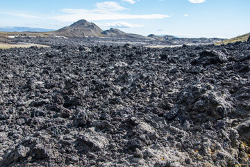 Lavafelder des Vulkans Leirhnjúkur im Nordosten von Island. Der Leirhnjúkur ist Teil des...