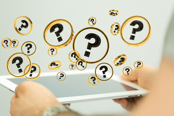 Question mark and concept of science and technology.