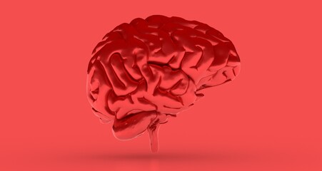 3d rendering of human brain on technology background