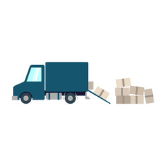 Delivery truck icon. Colored silhouette. Side view. Vector simple flat graphic illustration. The isolated object on a white background. Isolate.