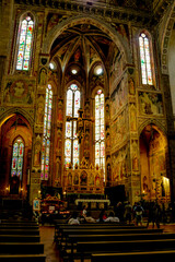 Obraz premium interior da Basílica de Santa Cruz em Florença, Itália. 