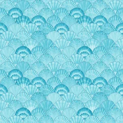 Papier Peint photo autocollant Mer Modèle sans couture de coquillage aquarelle. Fond d& 39 océan vintage texture coquillages dessinés à la main