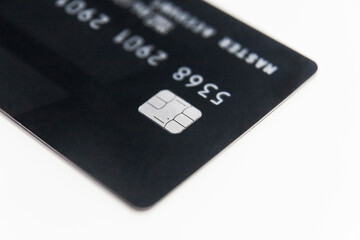 Close up of Credit Card on white background with Copyspace