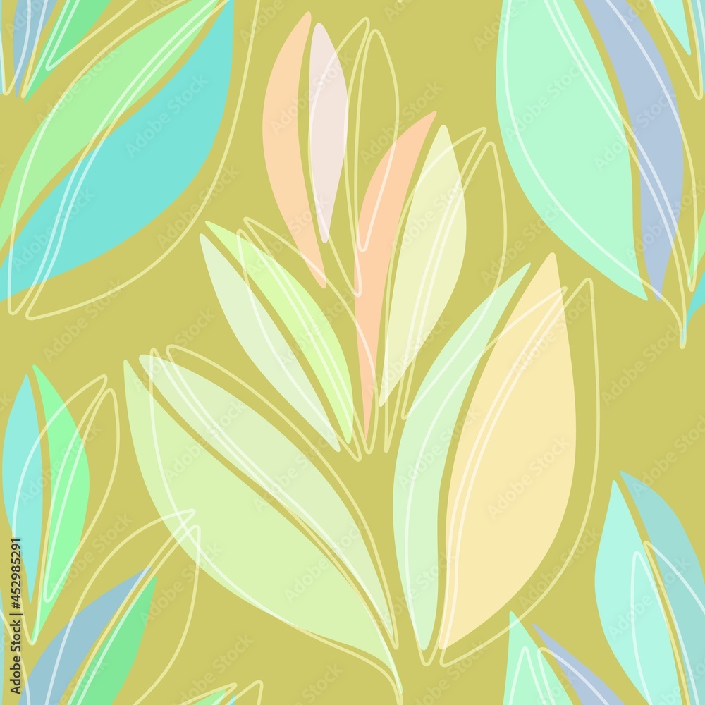 Poster vector seamless pattern with leaves, repeatable minimalistic background. repeatable botanical backdr