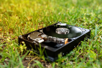 Hard disk drive on the grass