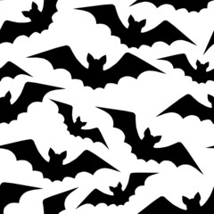 Halloween grunge seamless pattern with flying bats