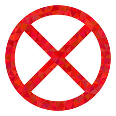 Fototapeta premium Low-poly cancel constructed with random filled triangles. Triangle cancel polygonal icon illustration. Cancel icon is filled with triangles. Flat geometric mesh illustration based on cancel icon.