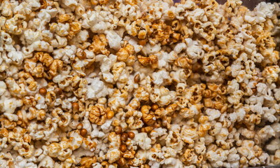 texture popcorn background. street food. shot close up