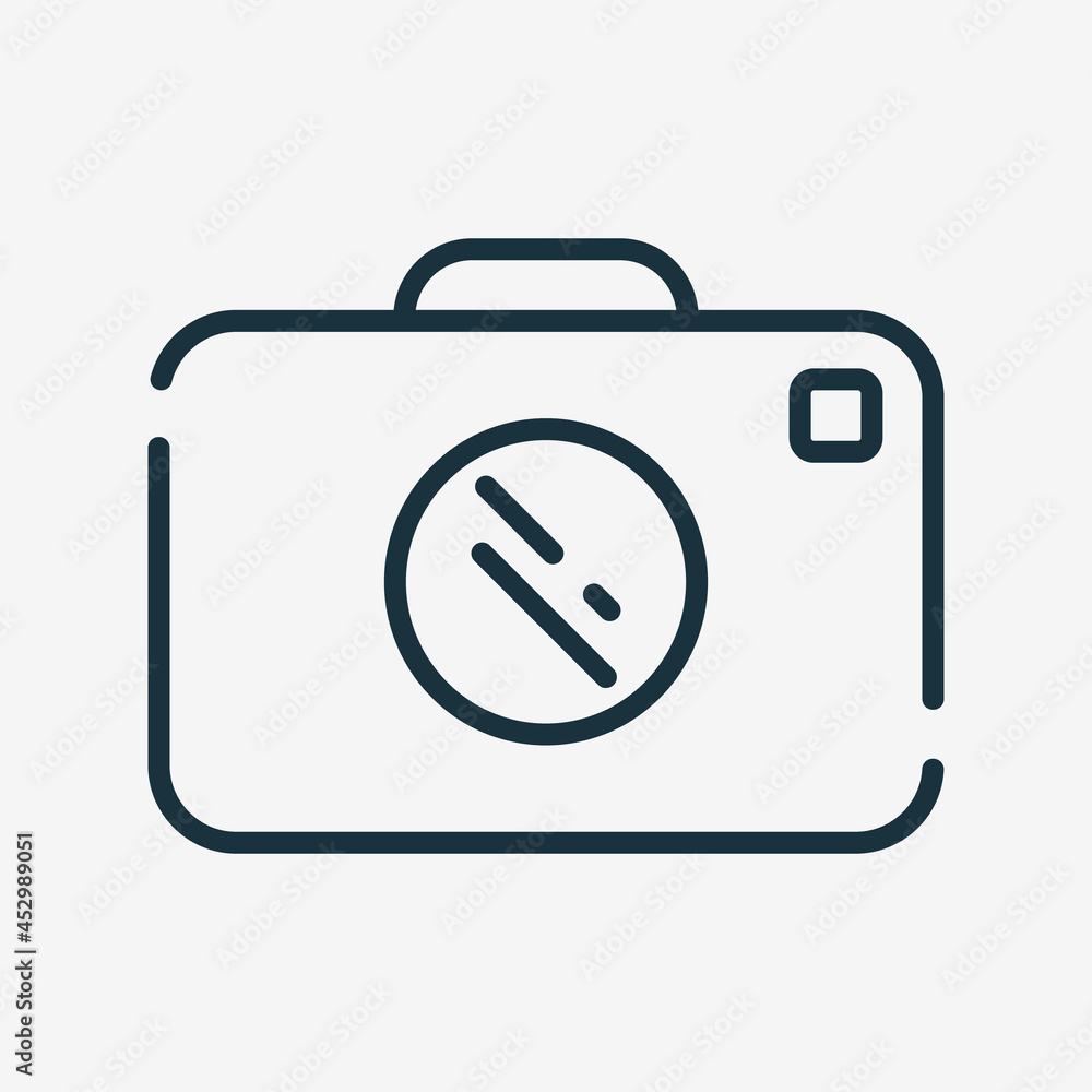 Poster camera line icon. photo camera linear icon. editable stroke. isolated vector illustration