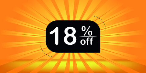 18% off - orange and black banner - discount banner for big sales.