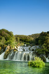 Krka is a river in Croatia's Dalmatia region, known for its numerous waterfalls. It is 73 km (45 mi) long and its basin covers an area of 2,088 km2 (806 sq mi).